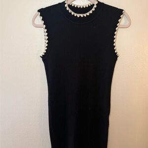 Rebecca Taylor Black Sheath Mini Dress Crew Neck